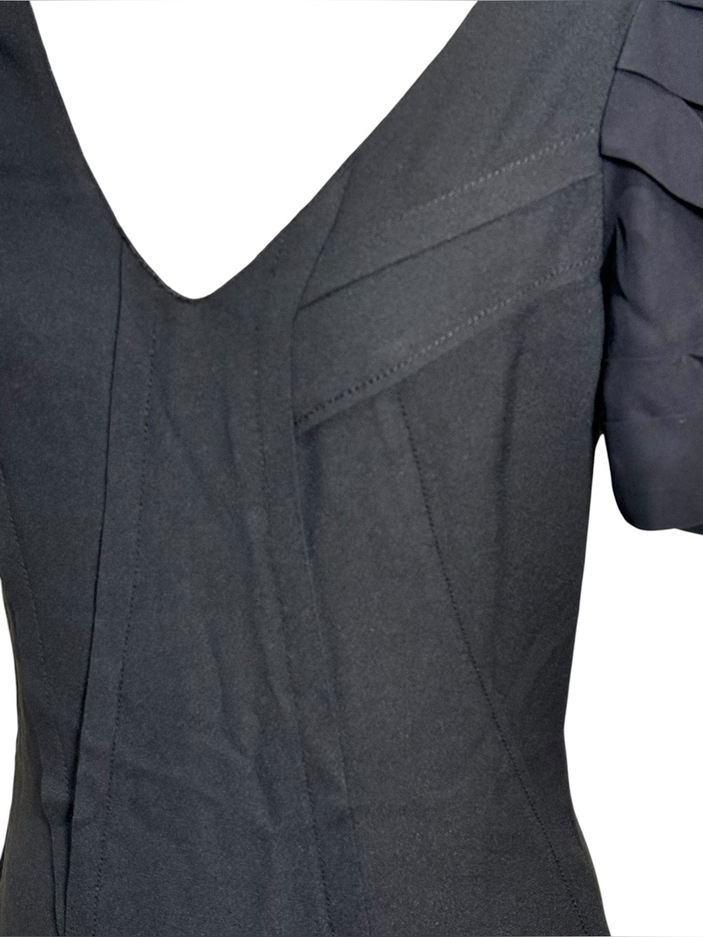 Prada FW 2008 Ruched Silk Sleeve Sheath Dress Black US 4 - Picture 6 of 10